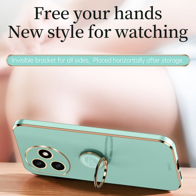 For Honor X50i+ 5G XINLI Straight Edge 6D Electroplate TPU Phone Case with Ring Holder(Mint Green) by XINLI