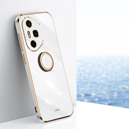 For Honor 300 Pro XINLI Straight Edge 6D Electroplate TPU Phone Case with Ring Holder(White) by XINLI