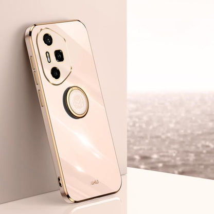 For Honor 300 Pro XINLI Straight Edge 6D Electroplate TPU Phone Case with Ring Holder(Pink) by XINLI