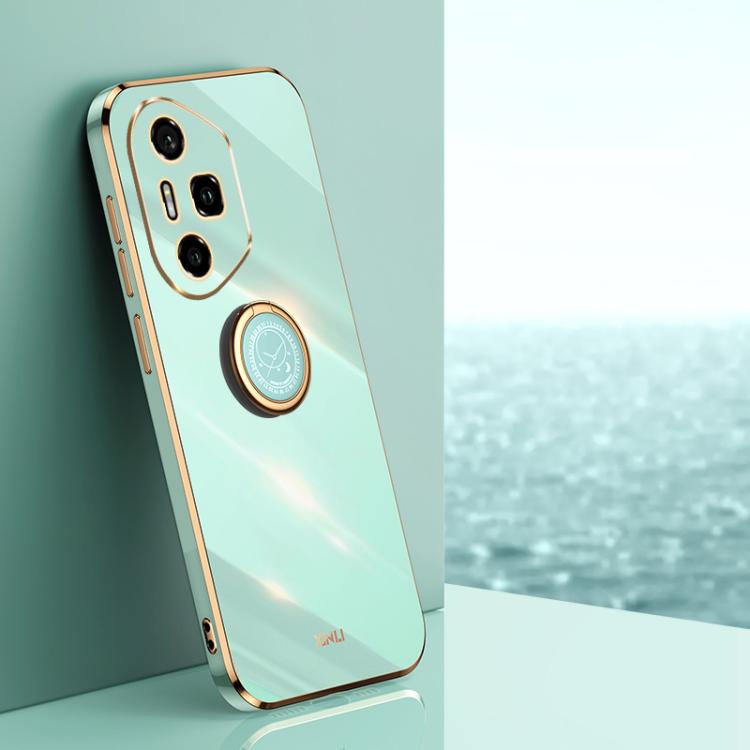 For Honor 300 Pro XINLI Straight Edge 6D Electroplate TPU Phone Case with Ring Holder(Mint Green) by XINLI