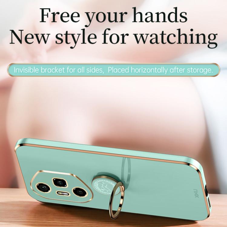 For Honor 300 Pro XINLI Straight Edge 6D Electroplate TPU Phone Case with Ring Holder(Mint Green) by XINLI