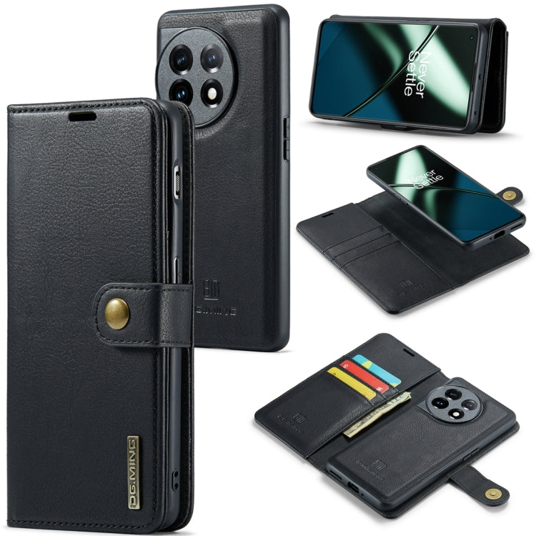 For OnePlus 11 DG.MING Crazy Horse Texture Detachable Magnetic Leather Case(Black) by DG.MING