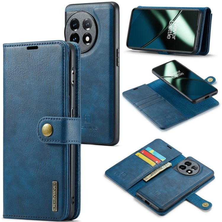 For OnePlus 11 DG.MING Crazy Horse Texture Detachable Magnetic Leather Case(Blue) by DG.MING