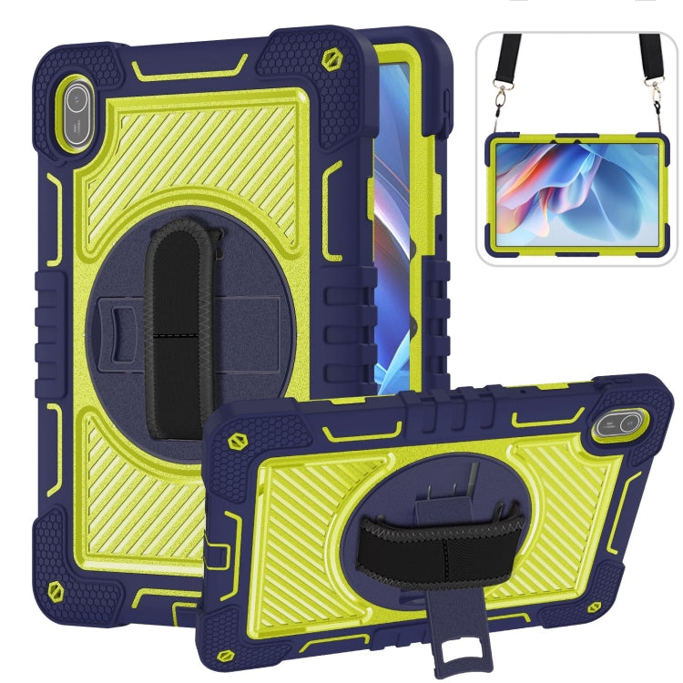 For Huawei MatePad SE 11 360 Degree Rotation PC Contrast Silicone Tablet Case(Navy Blue + Yellow Green) by bashfashion