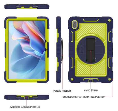 For Huawei MatePad SE 11 360 Degree Rotation PC Contrast Silicone Tablet Case(Navy Blue + Yellow Green) by bashfashion