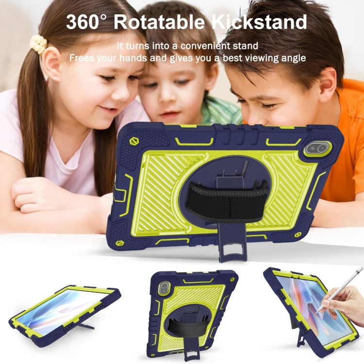 For Huawei MatePad SE 11 360 Degree Rotation PC Contrast Silicone Tablet Case(Navy Blue + Yellow Green) by bashfashion