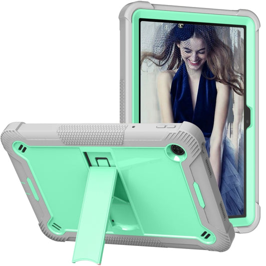 For TCL Tab 10 5G Shockproof Silicone Hybrid PC Tablet Case with Holder(Mint Green + Grey) by bashfashion