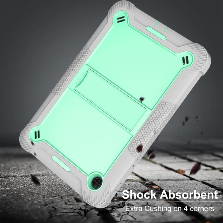For TCL Tab 10 5G Shockproof Silicone Hybrid PC Tablet Case with Holder(Mint Green + Grey) by bashfashion