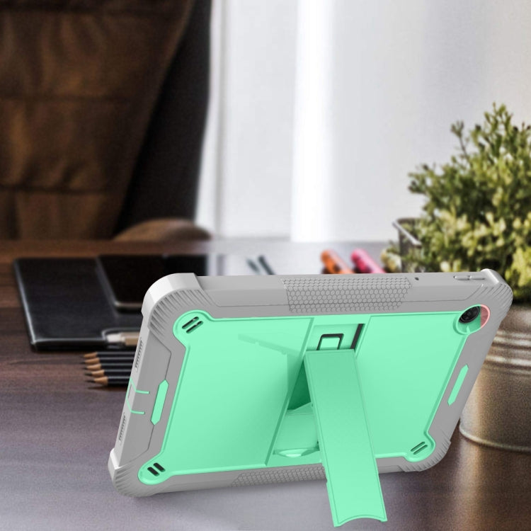 For TCL Tab 10 5G Shockproof Silicone Hybrid PC Tablet Case with Holder(Mint Green + Grey) by bashfashion
