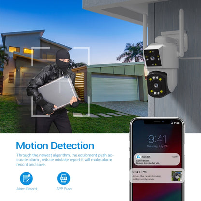 ESCAM PT210 2x3MP Dual Lens Dual Screen Monitor WiFi Camera Support Two-way Voice & Motion Detection & Cloud Storage(AU Plug) by ESCAM