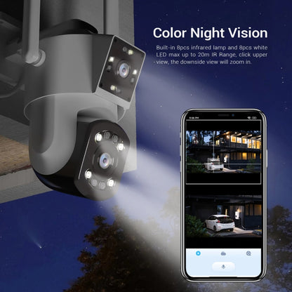 ESCAM PT210 2x3MP Dual Lens Dual Screen Monitor WiFi Camera Support Two-way Voice & Motion Detection & Cloud Storage(UK Plug) by ESCAM