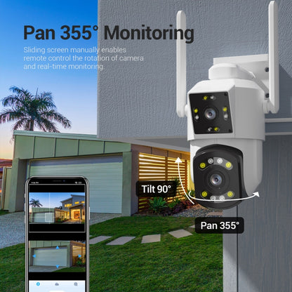 ESCAM PT210 2x3MP Dual Lens Dual Screen Monitor WiFi Camera Support Two-way Voice & Motion Detection & Cloud Storage(EU Plug) by ESCAM