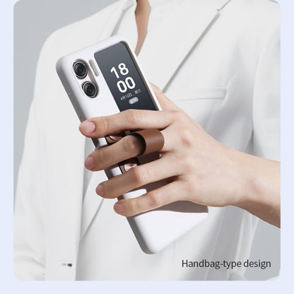 For OPPO Find N2 Flip NILLKIN Skin Feel Liquid Silicone Phone Case With Finger Strap(White) by NILLKIN