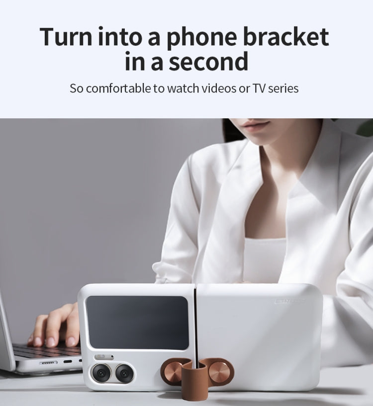 For OPPO Find N2 Flip NILLKIN Skin Feel Liquid Silicone Phone Case With Finger Strap(White) by NILLKIN