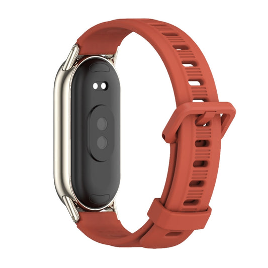 For Xiaomi Smart Band 10 / 9 / 8 Mijobs Flat Hole Breathable Silicone Watch Band(Orange+Light Gold) by MIJOBS