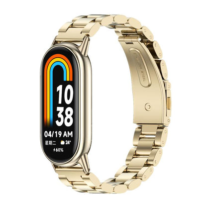 For Xiaomi Smart Band 10 / 9 / 8 Mijobs Three Bead Stainless Steel Watch Band(Light Gold) by MIJOBS