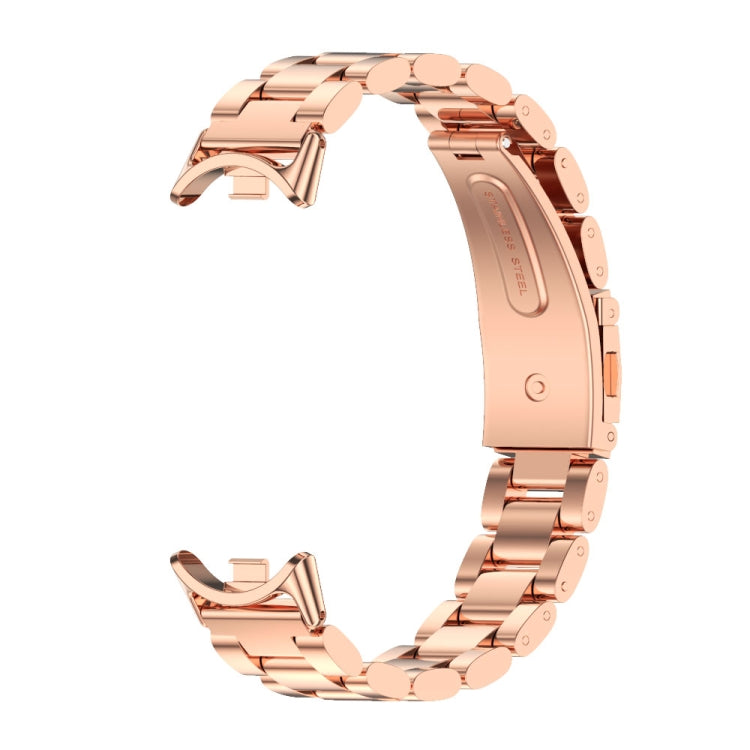 For Xiaomi Smart Band 10 / 9 / 8 Mijobs Three Bead Stainless Steel Watch Band(Rose Gold) by MIJOBS