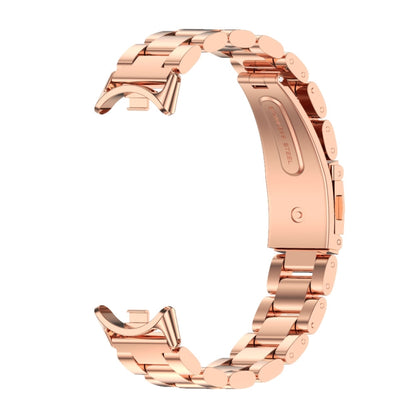 For Xiaomi Smart Band 10 / 9 / 8 Mijobs Three Bead Stainless Steel Watch Band(Rose Gold) by MIJOBS
