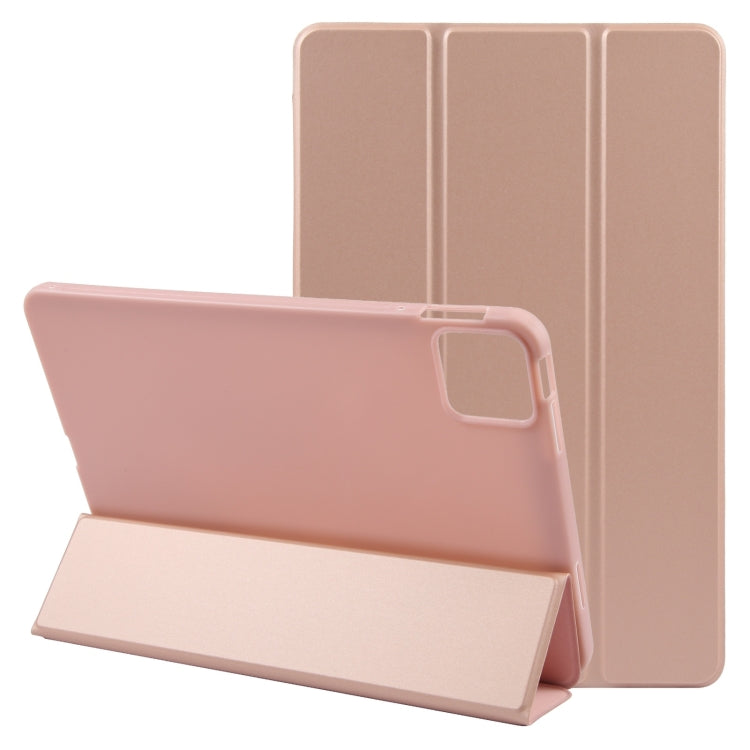 For Xiaomi Pad 7 / Pad 7 Pro Three-fold Holder Flip Tablet Leather Case(Rose Gold) by bashfashion
