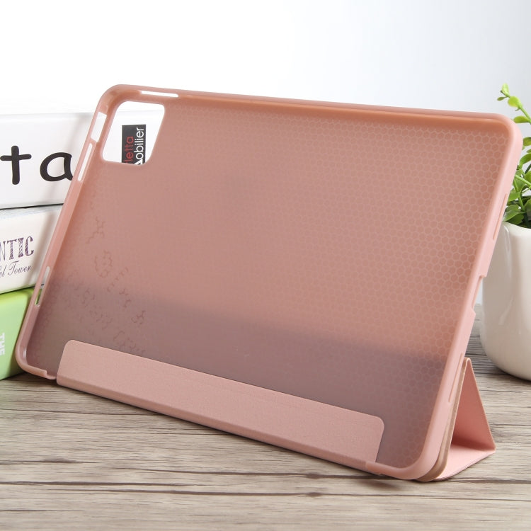 For Xiaomi Pad 7 / Pad 7 Pro Three-fold Holder Flip Tablet Leather Case(Rose Gold) by bashfashion