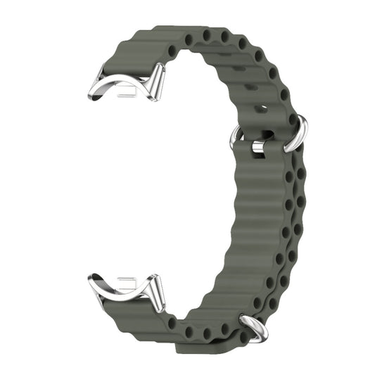 For Xiaomi Smart Band 10 / 9 / 8 Mijobs Marine Silicone Breathable Watch Band(Khaki Green Silver) by MIJOBS