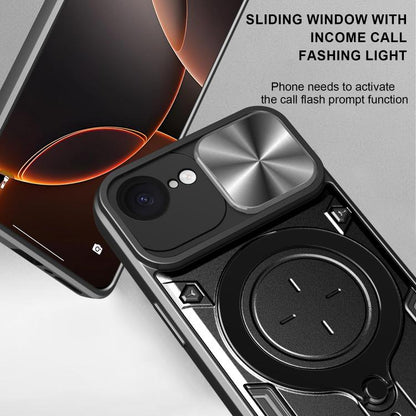 For iPhone 16e CD Texture Sliding Camshield Magnetic Holder Phone Case(Silver) by bashfashion