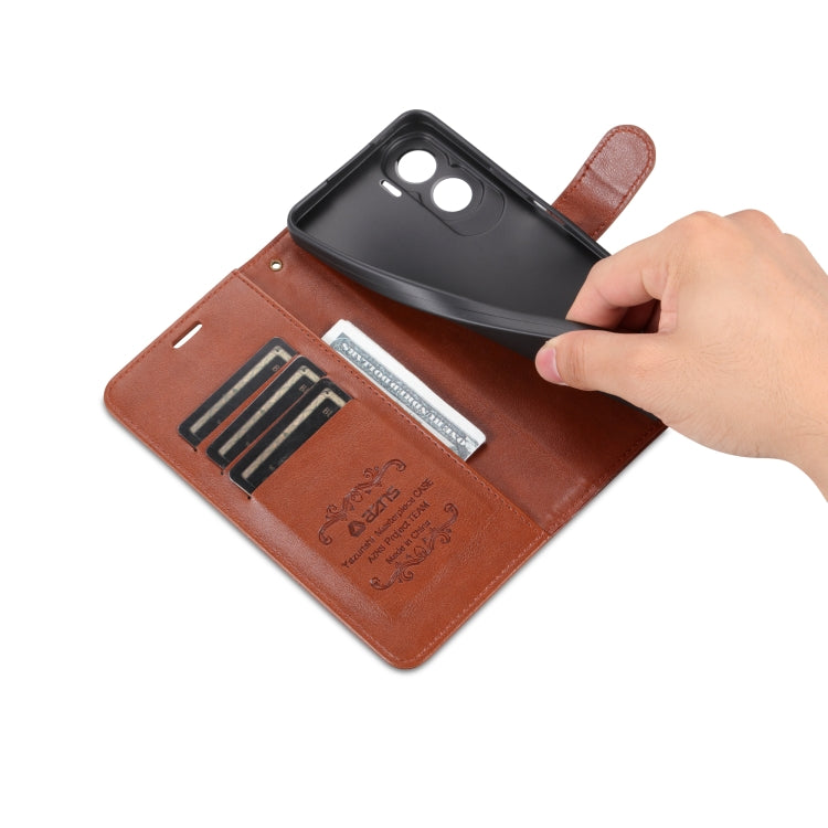 For Honor X50i AZNS Sheepskin Texture Flip Leather Phone Case(Brown) by AZNS