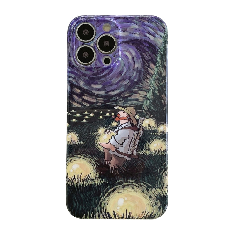 For iPhone 14 Oil Painting Pattern Glossy PC Phone Case(Field) by bashfashion