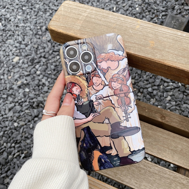 For iPhone 14 Pro Max Oil Painting Pattern Glossy PC Phone Case(Moon) by bashfashion