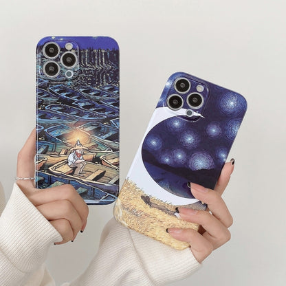 For iPhone 14 Pro Max Oil Painting Pattern Glossy PC Phone Case(Oil Portrait) by bashfashion