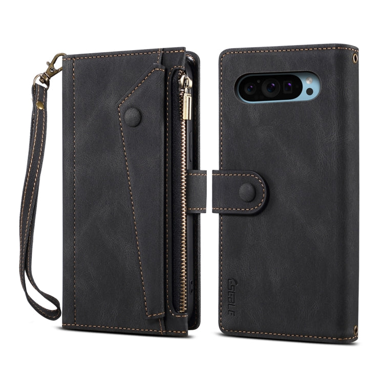 For Google Pixel 9 / 9 Pro ESEBLE Retro Frosted RFID Flip Leather Phone Case(Black) by ESEBLE