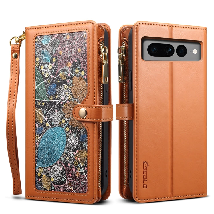 For Google Pixel 8 ESEBLE Star Series Lanyard Zipper Wallet RFID Leather Case(Brown) by ESEBLE