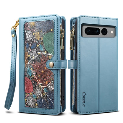 For Google Pixel 8 ESEBLE Star Series Lanyard Zipper Wallet RFID Leather Case(Blue) by ESEBLE