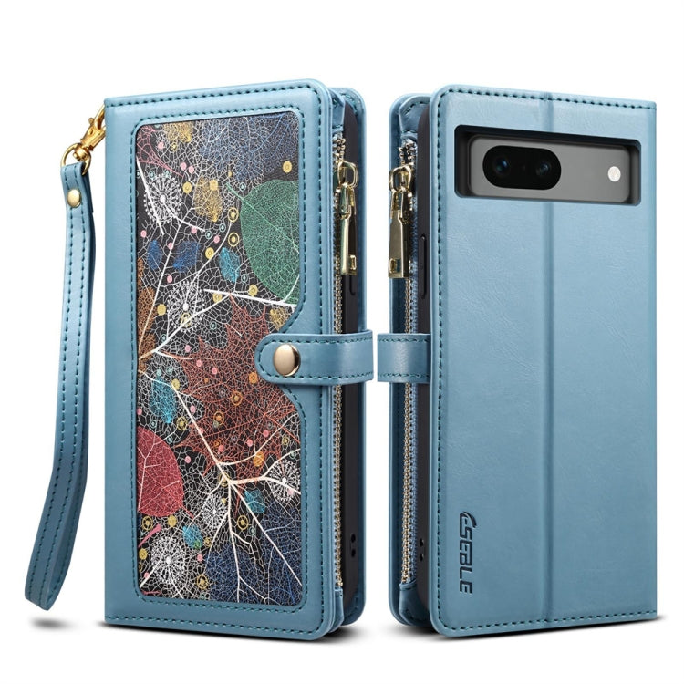For Google Pixel 7a ESEBLE Star Series Lanyard Zipper Wallet RFID Leather Case(Blue) by ESEBLE