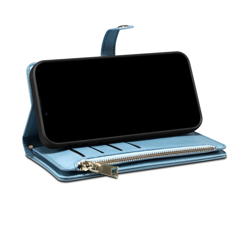 For Google Pixel 7a ESEBLE Star Series Lanyard Zipper Wallet RFID Leather Case(Blue) by ESEBLE