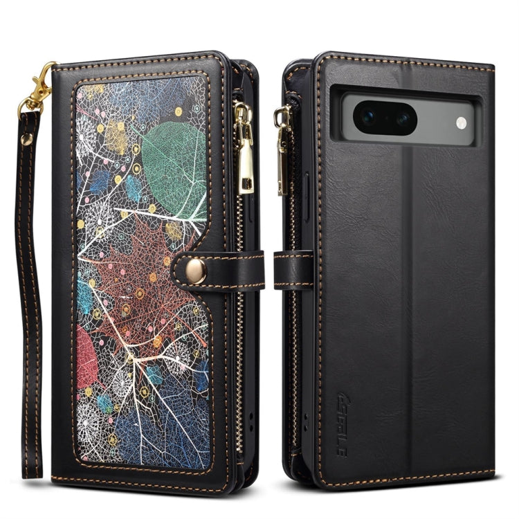For Google Pixel 7a ESEBLE Star Series Lanyard Zipper Wallet RFID Leather Case(Black) by ESEBLE