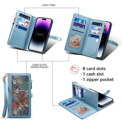 For Google Pixel 8 Pro ESEBLE Star Series Lanyard Zipper Wallet RFID Leather Case(Blue) by ESEBLE