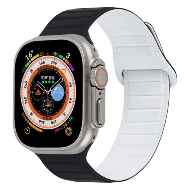 For Apple Watch 7 45mm Loop Magnetic Silicone Watch Band(Black White) by bashfashion