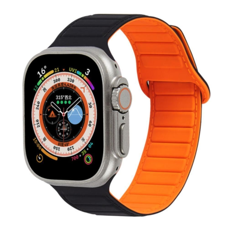 For Apple Watch 7 45mm Loop Magnetic Silicone Watch Band(Black Orange) by bashfashion