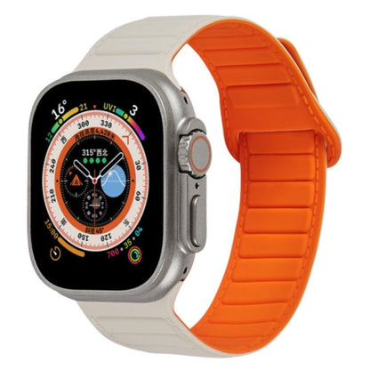 For Apple Watch 7 45mm Loop Magnetic Silicone Watch Band(Starlight Orange) by bashfashion
