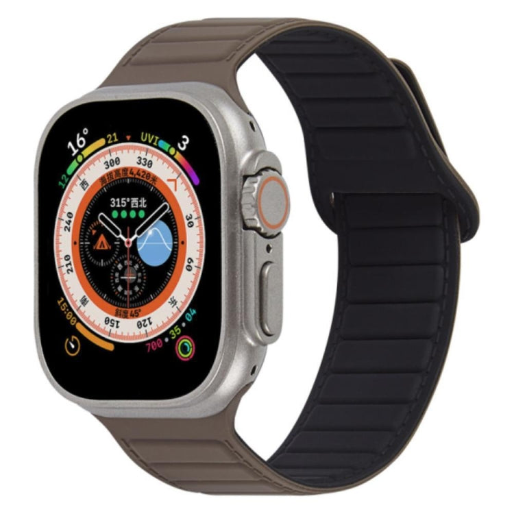 For Apple Watch 4 44mm Loop Magnetic Silicone Watch Band(Coffee Black) by bashfashion