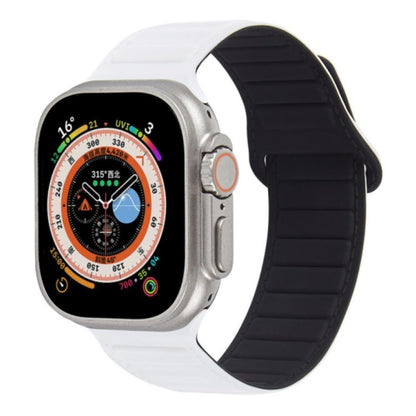 For Apple Watch 2 42mm Loop Magnetic Silicone Watch Band(White Black) by bashfashion