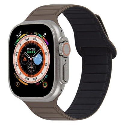 For Apple Watch SE 2023 44mm Loop Magnetic Silicone Watch Band(Coffee Black) by bashfashion