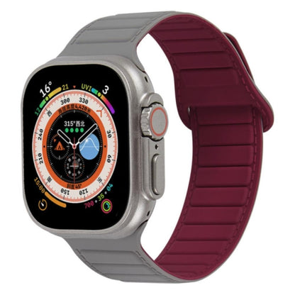 For Apple Watch Ultra 2 49mm Loop Magnetic Silicone Watch Band(Grey Wine Red) by bashfashion