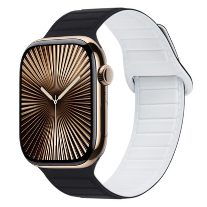 For Apple Watch Series 10 42mm Loop Magnetic Silicone Watch Band(Black White) by bashfashion
