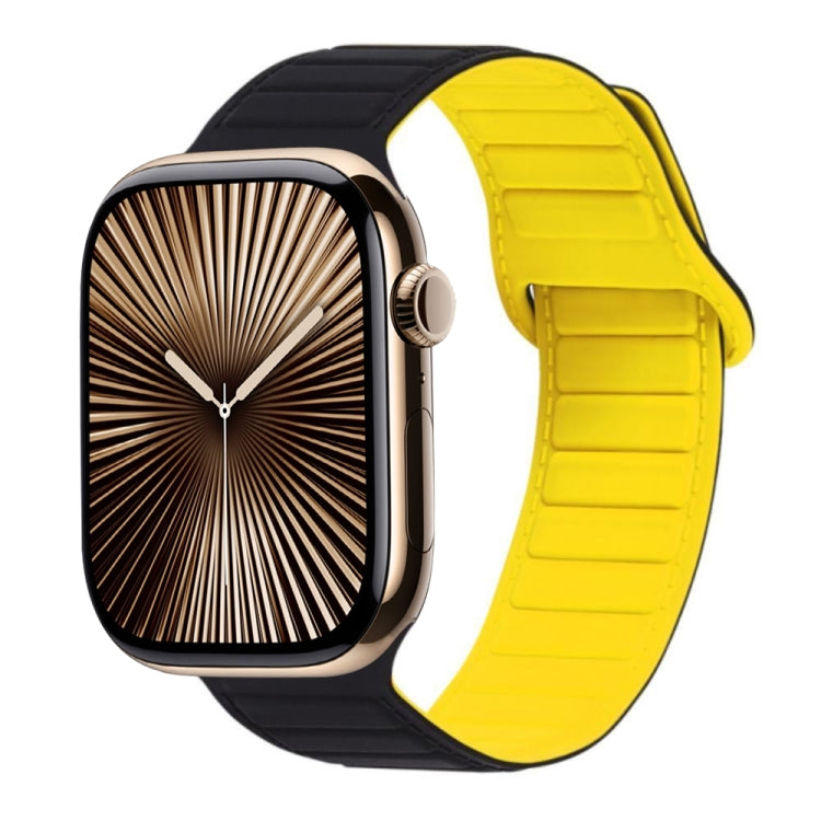 For Apple Watch Series 10 42mm Loop Magnetic Silicone Watch Band(Black Yellow) by bashfashion