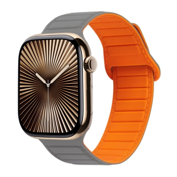 For Apple Watch Series 10 42mm Loop Magnetic Silicone Watch Band(Grey Orange) by bashfashion
