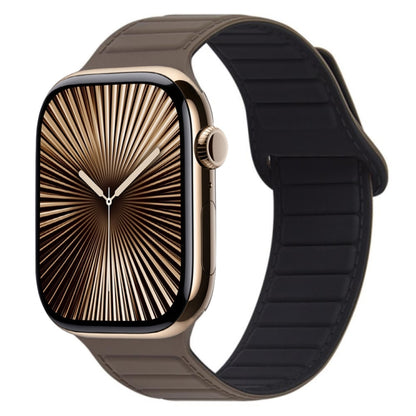 For Apple Watch Series 10 42mm Loop Magnetic Silicone Watch Band(Coffee Black) by bashfashion