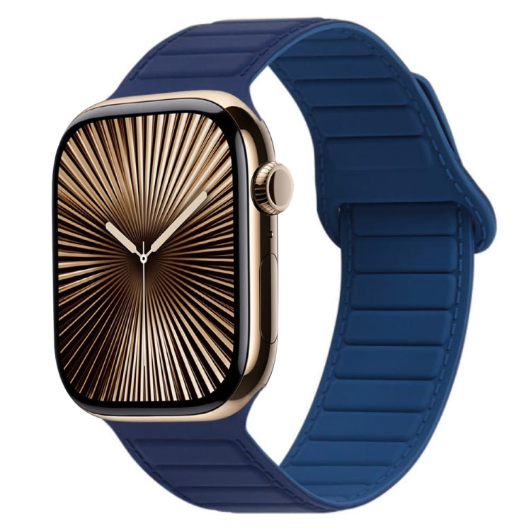 For Apple Watch Series 10 42mm Loop Magnetic Silicone Watch Band(Navy Blue) by bashfashion