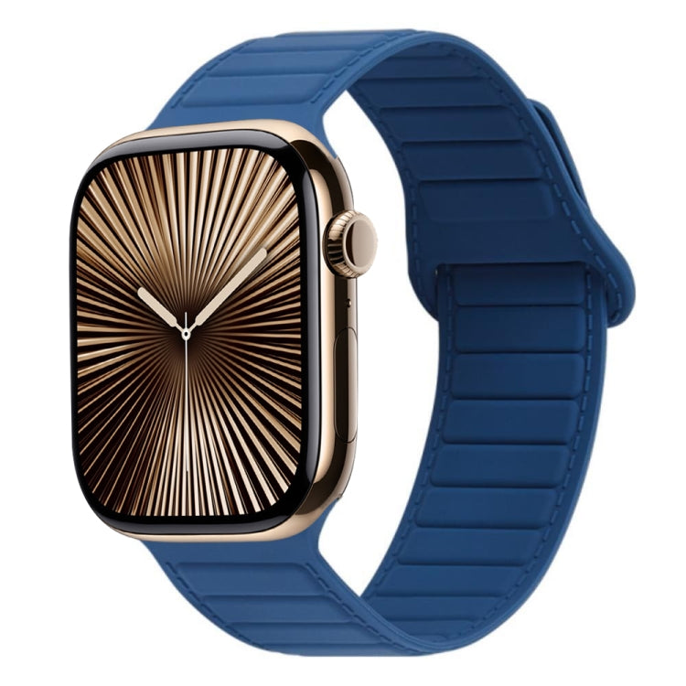 For Apple Watch Series 10 42mm Loop Magnetic Silicone Watch Band(Midnight Blue) by bashfashion